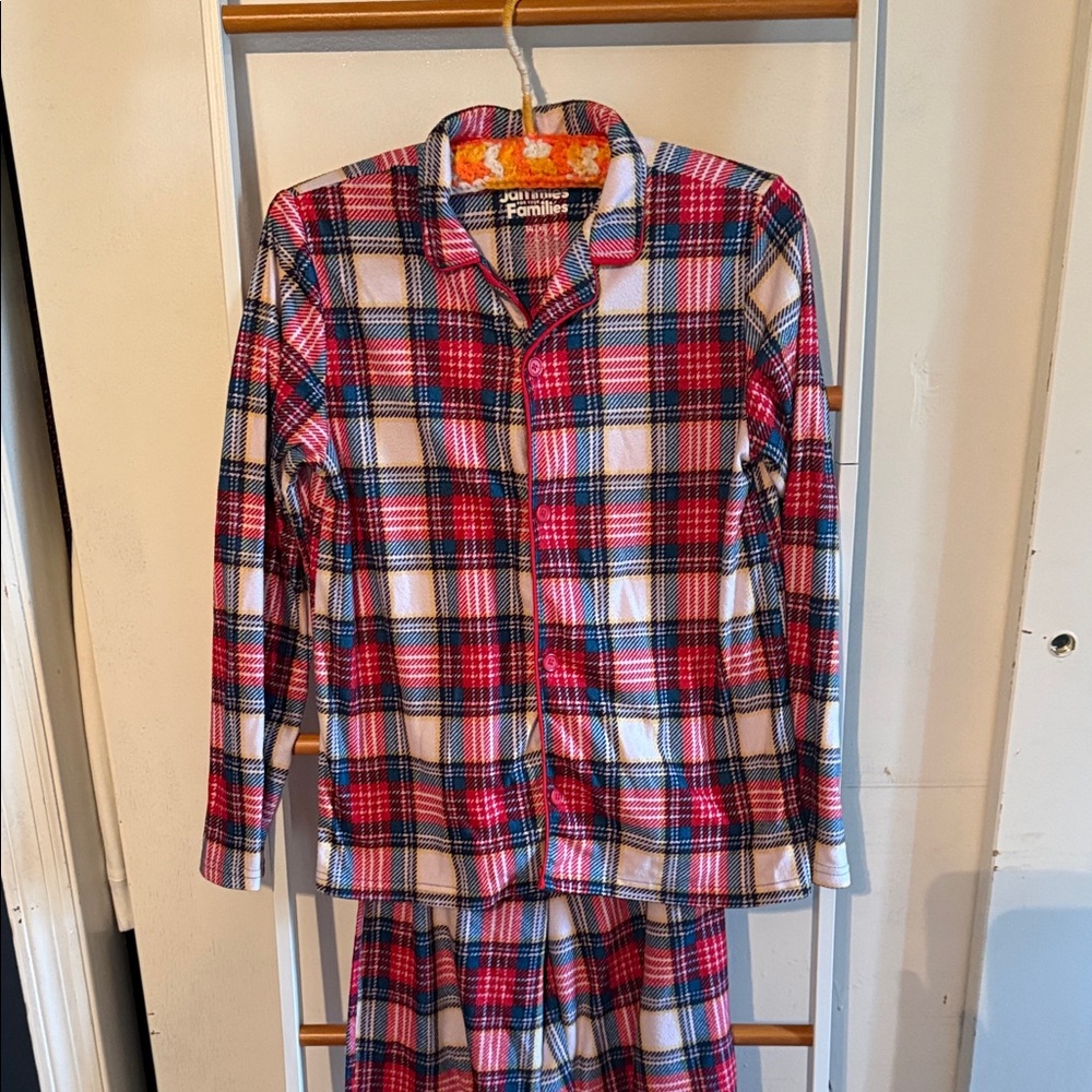 Plaid Kids Pajama Set - Red, Blue, and White